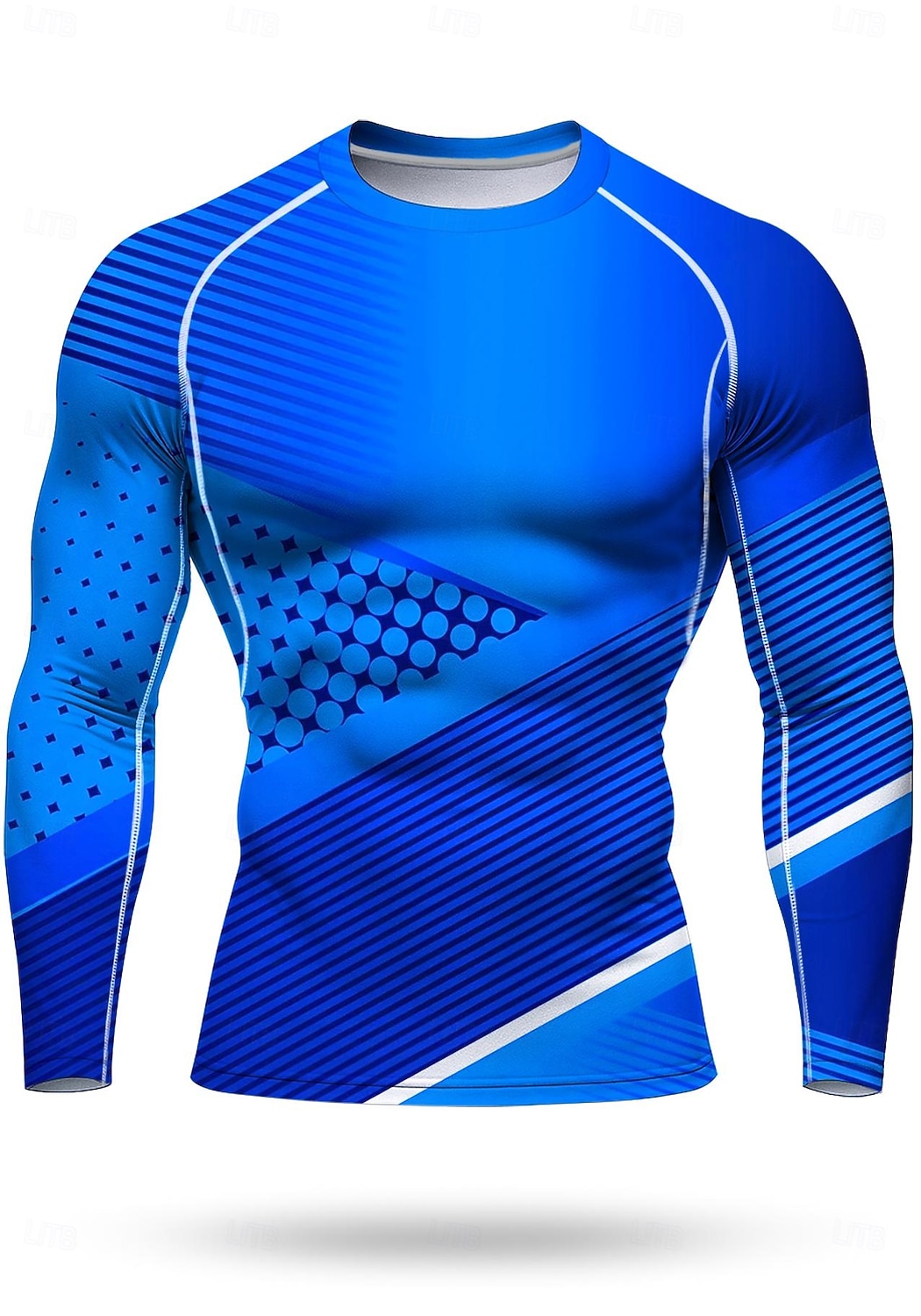 Муж. Универсальные Футболка для бега Спортивная рубашка Фитнес-рубашка Рубашка тренировки Беговой верх Длинный рукав Футболка Футболка Лето Весна Осень Зима Геометрический принт UPF 50 2026 - $18.99 –P6