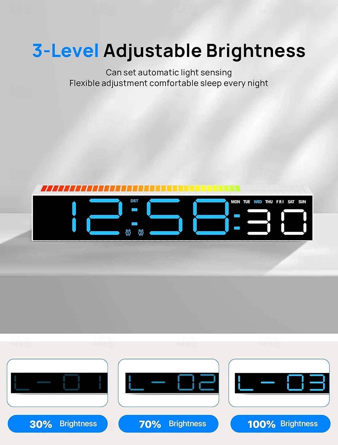 2026年 デジタル目覚まし時計、寝室用デジタル時計、10色に変化するナイトライト、DST、明るさ調節可能、ベッドサイド用ダイナミック音楽同期、ゲーミングPC &テレビのバックライトストリップの装飾  コレクション – $28.99 –P2