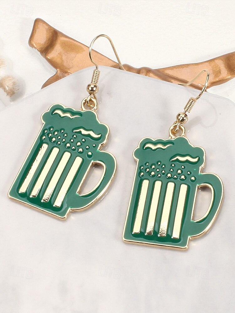 Damörhängen i legering med hängen till fest, St. Patrick's Day-motiv, flermönster med shamrock och pyssling, roliga festliga irländska smycken för högtidsfester, parader och festkläder 2026 - $7.99 –P7