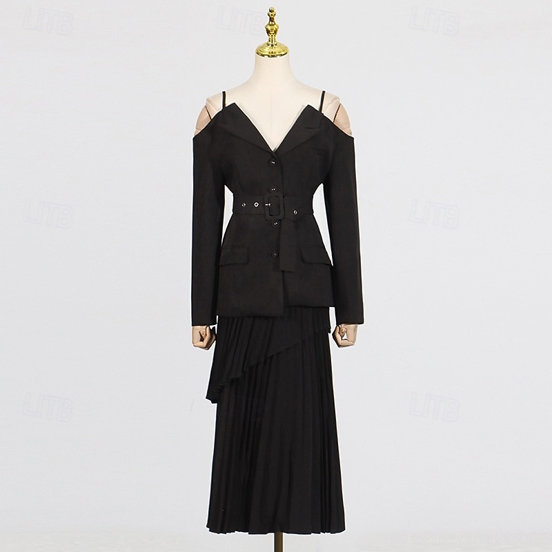 Two Piece A-Line Ankle Length Wedding Guest Dress Wedding Guest Dresses Elegant Daily Long Sleeve Spaghetti Strap Garden Party Wedding Guest with Strappy 2026 - $126.99 –P19