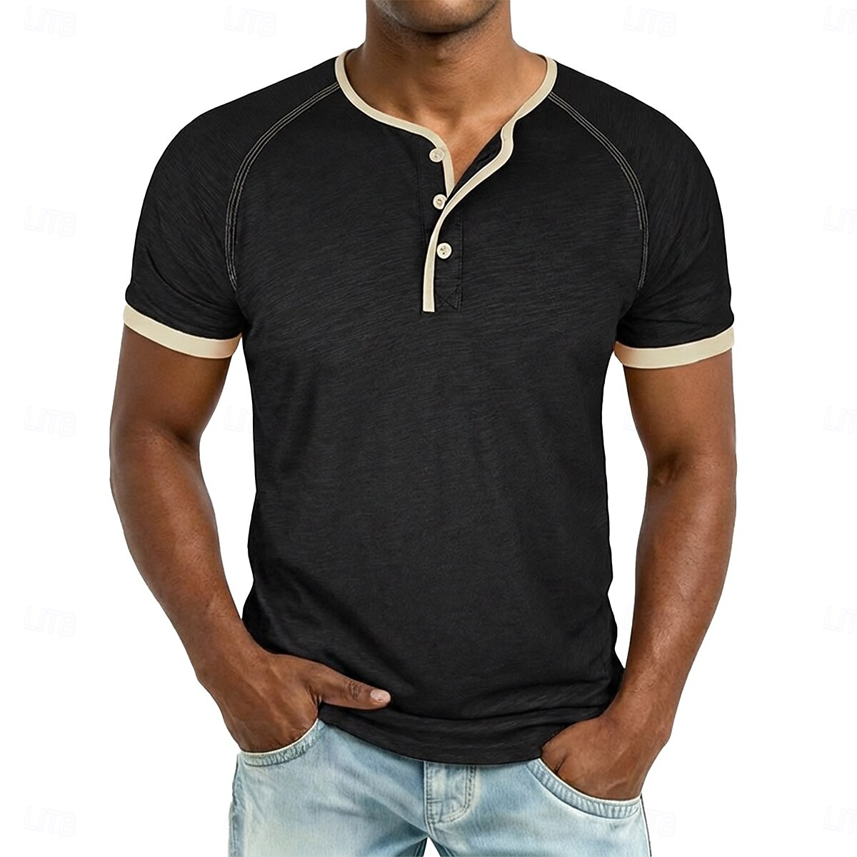 Homens Camisa Henley Camisetas Camiseta 100% algodão Manga Curta Côr Sólida Tecido Cor Única Moda Designer Casual Bloco de cor Botões Henley Casual Diário Ao ar livre Primavera Verão Verão Primavera de 2026 por $20.99 –P8