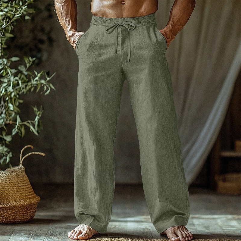 Ανδρικά Λευκά παντελόνια Παντελόνια Καλοκαίρι παντελόνι Φαρδύ παντελόνι Παντελόνι παραλίας Κορδόνι Ελαστική μέση Ισιο πόδι Σκέτο Άνεση Αναπνέει Πλήρες μήκος Causal Καθημερινά Αργίες Διακοπές Μοντέρνα 2026 - $22.99 –P8