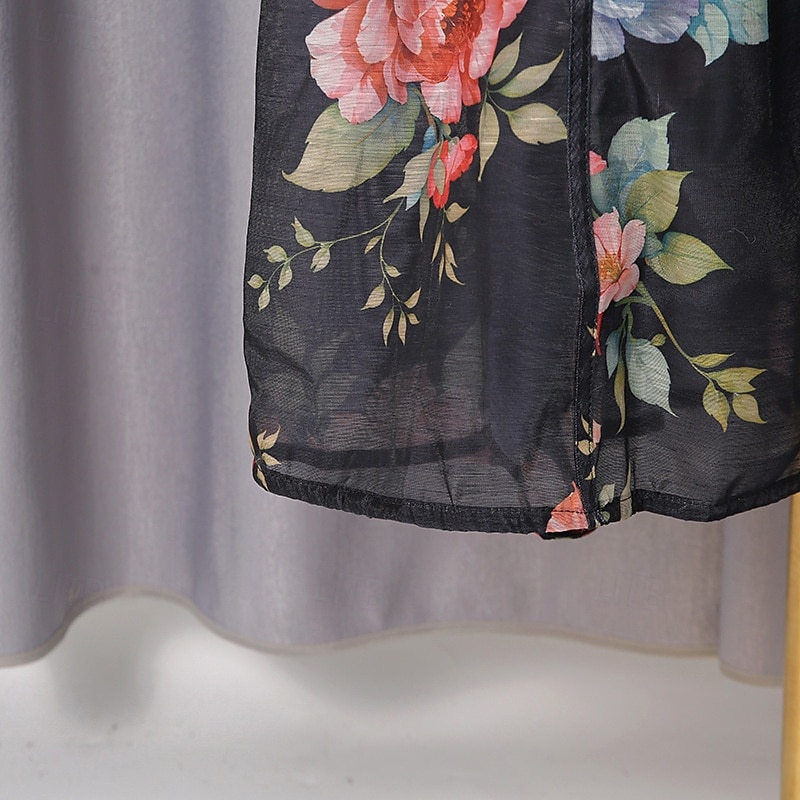 Zweiteilig A-Linie Knöchellänge Kleid für Hochzeitsgäste Kleider für Hochzeitsgäste Elegant Täglich Langarm Hoher Ausschnitt Gartenparty Formell mit Blumenmuster 2026 - $126.99 –P17