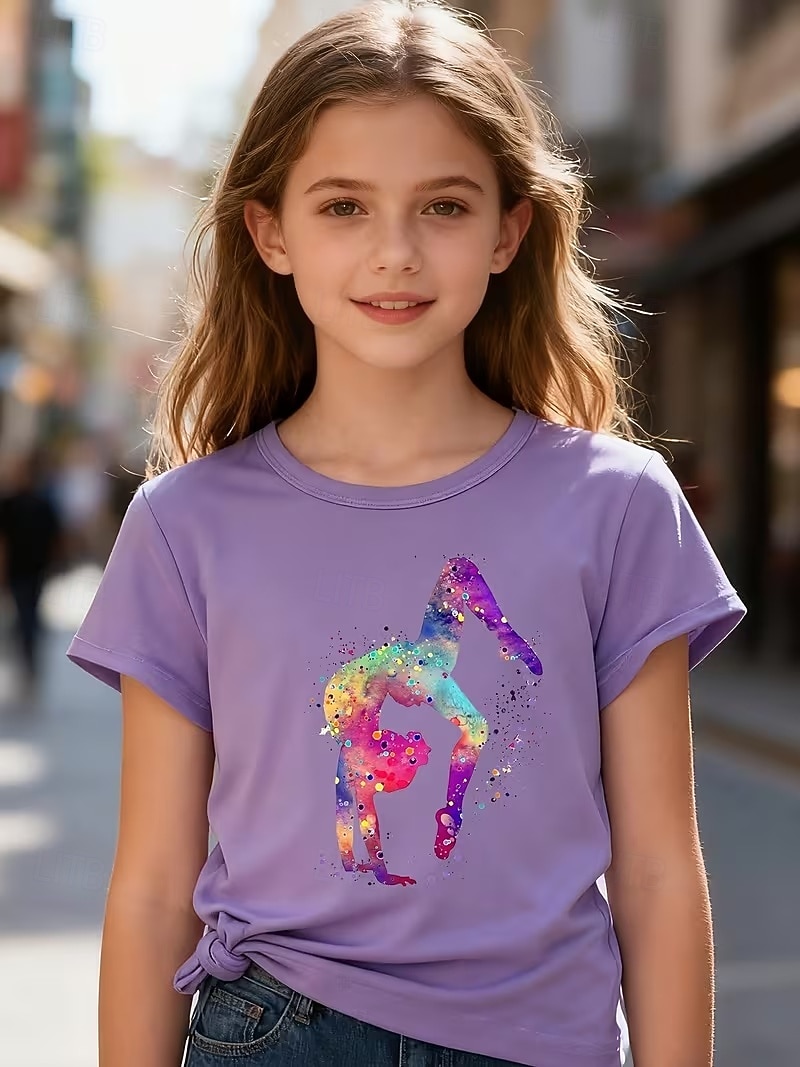 Mädchen 3D Grafik T-Shirt Kurzarm 3D-Druck Sommer Frühling Sport Mode Streetwear Kinder 4-12 Jahre Rundhalsausschnitt Lässig Täglich Outdoor Normale Passform 2026 - $12.99 –P6