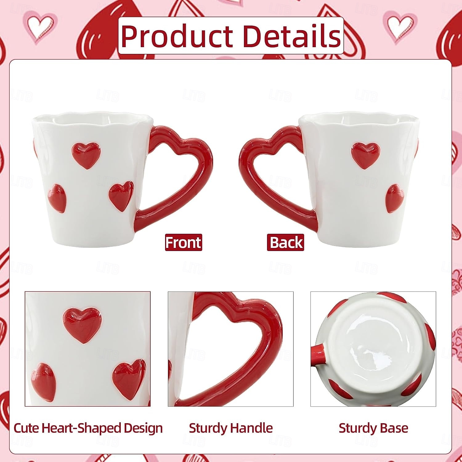 Heart-Shaped Coffee Mug – Cute Ceramic Cup with Red Hearts, Valentine's Day Themed Tea Mug for Gifts, Home Decor, Office, Couples, Love Gifts, Birthday, Wedding, and Romantic Decorations 2026 - SGD S$28.45 –P5