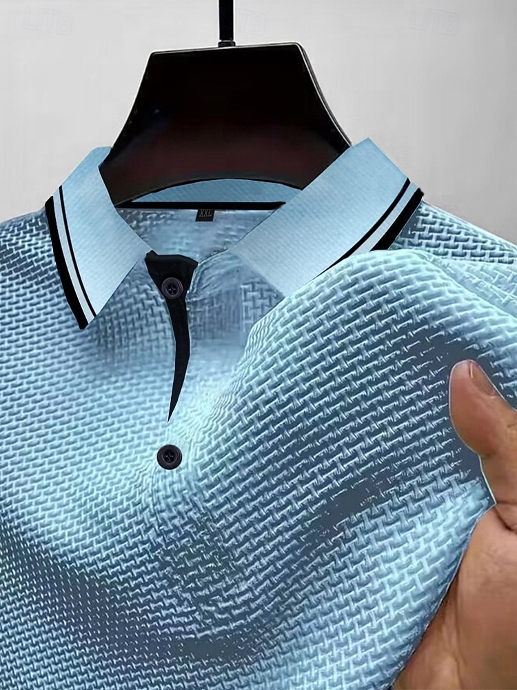 Ανδρικά Πόλο Πόλο με στάμπα Ice Silk Seersucker Causal Επιχείρηση Ριμπ γιακά πόλο Κοντομάνικο Μοντέρνα Βασικό Συμπαγές Χρώμα Κουμπιά Καλοκαίρι Άνοιξη & Χειμώνας Κανονικό 2026 - $20.99 –P5