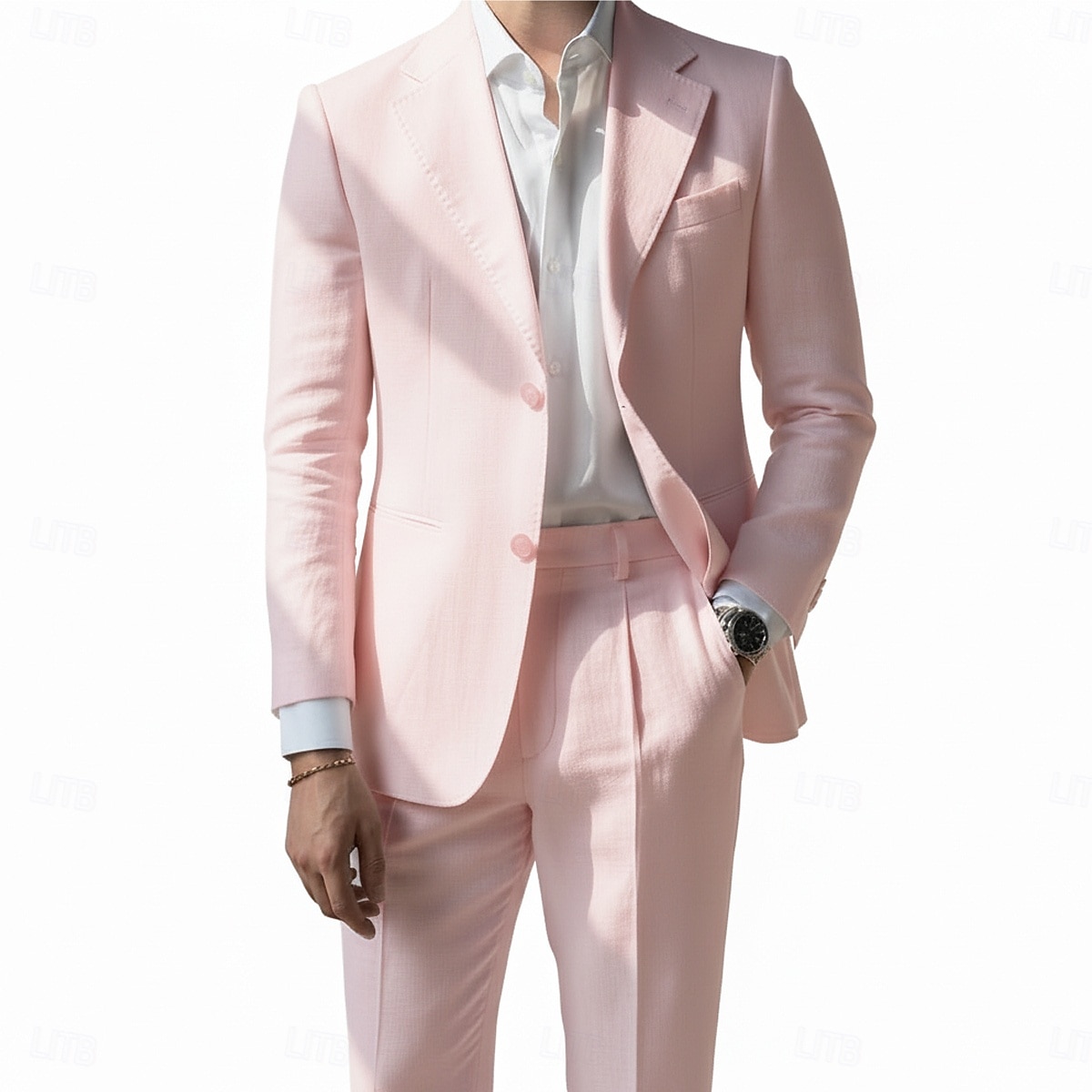 Men's Linen Suits Beach Wedding Spring Wedding Black White Spring & Summer Suit Notch Lapel Fashion Party Solid Colored Tailored Fit 2 Piece Single Breasted Two-buttons 2026 - $99.99 –P4
