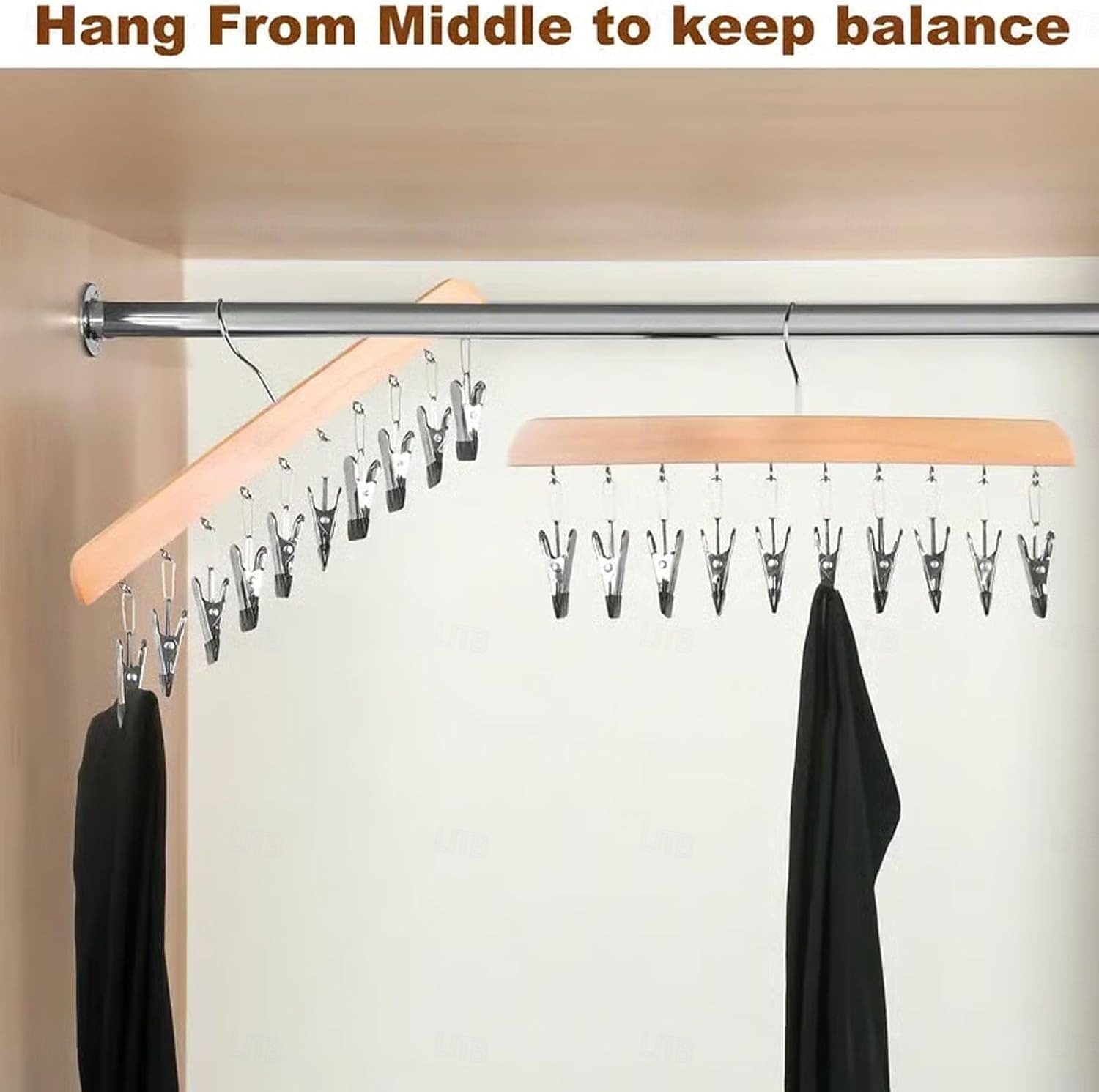 Набор из 2 органайзеров для шкафа с 10 зажимами — компактный подвесной органайзер для шкафа, металлические зажимы с силиконовой подкладкой, вращающиеся на 360°, многофункциональные крючки для вешалок 2026 - $21.99 –P1