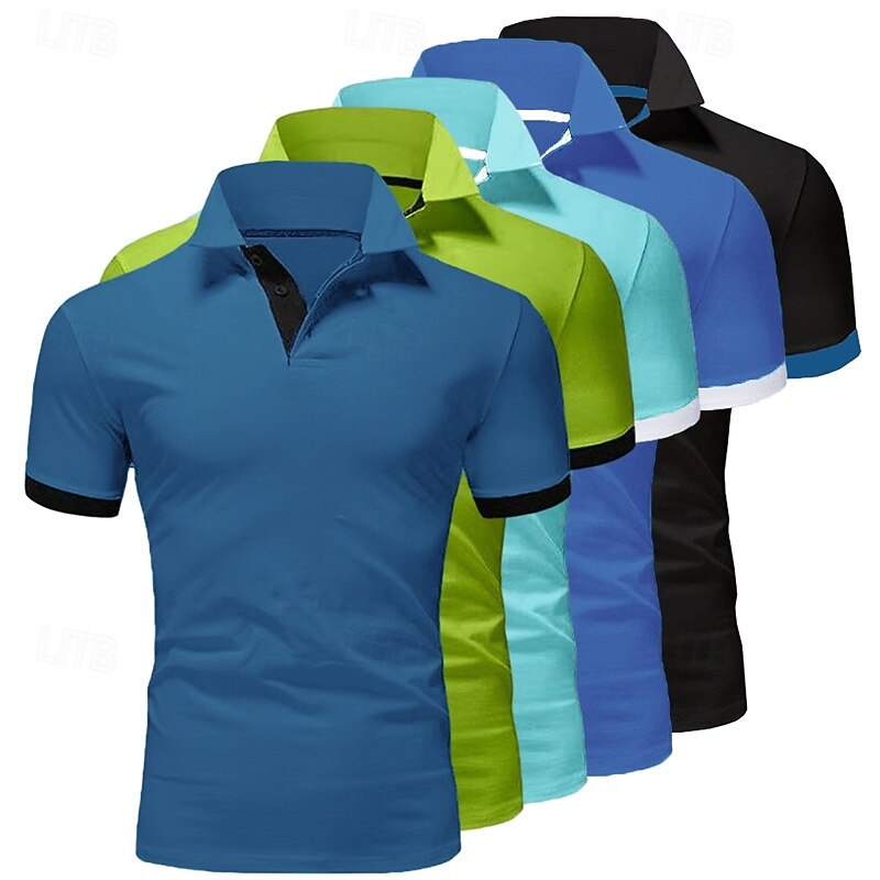 Per uomo Polo Maglia da golf Casuale Sportivo Classico Manica Corta Essenziale Tinta unica Semplice 5 pezzi Confezione multipla Estate Primavera Tutte le stagioni Vestibilità aderente 1 2 3 4 5 6 Polo del 2026 a $58.99 –P4