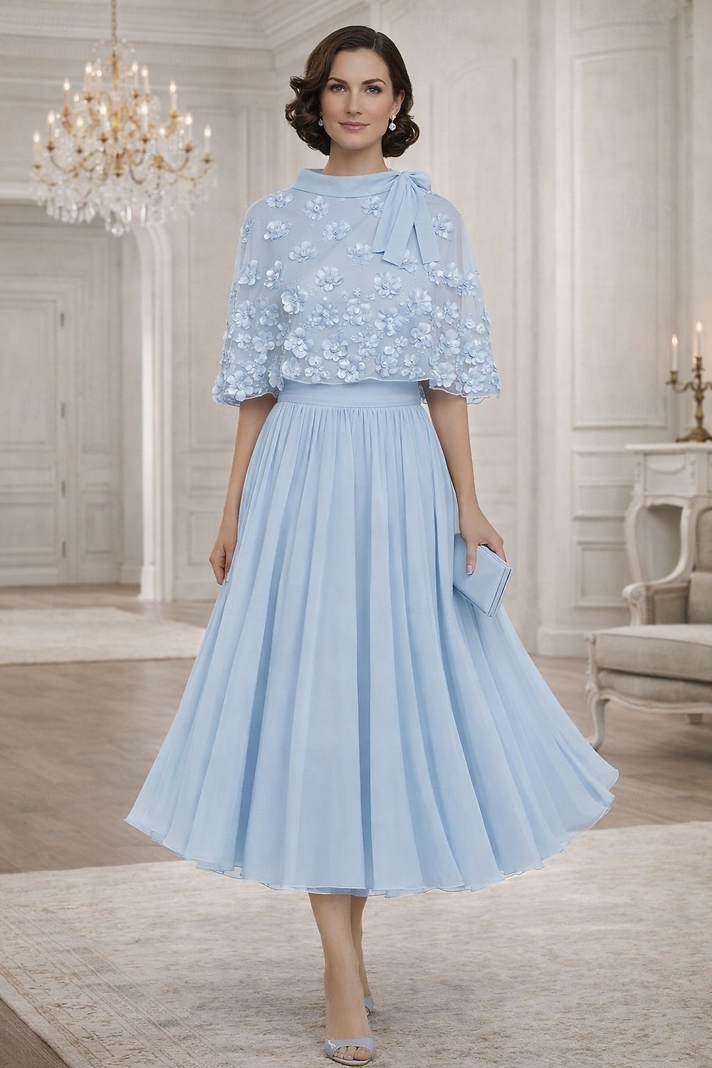 Krój A Lekko nad kolana Sukienka na imprezę Sukienka koktajlowa Sukienka dla gościa weselnego Sukienka dla matki panny młodej Krótki rękaw Półgolf Łódeczka Elegancja Formalny Gość weselny Spotkanie 2026 - $182.99 –P2