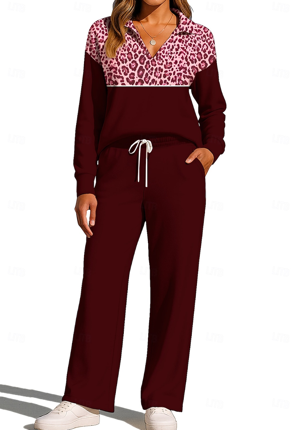 Femmes Sweat-shirt Ensemble Survetement Jogging Pantalon Cordon de serrage Avec Poches Léopard Veste et Pantalon de Jogging Ensemble de vêtements de sport Vêtements d'intérieur Été Printemps Automne de 2026 ? $44.99 –P10