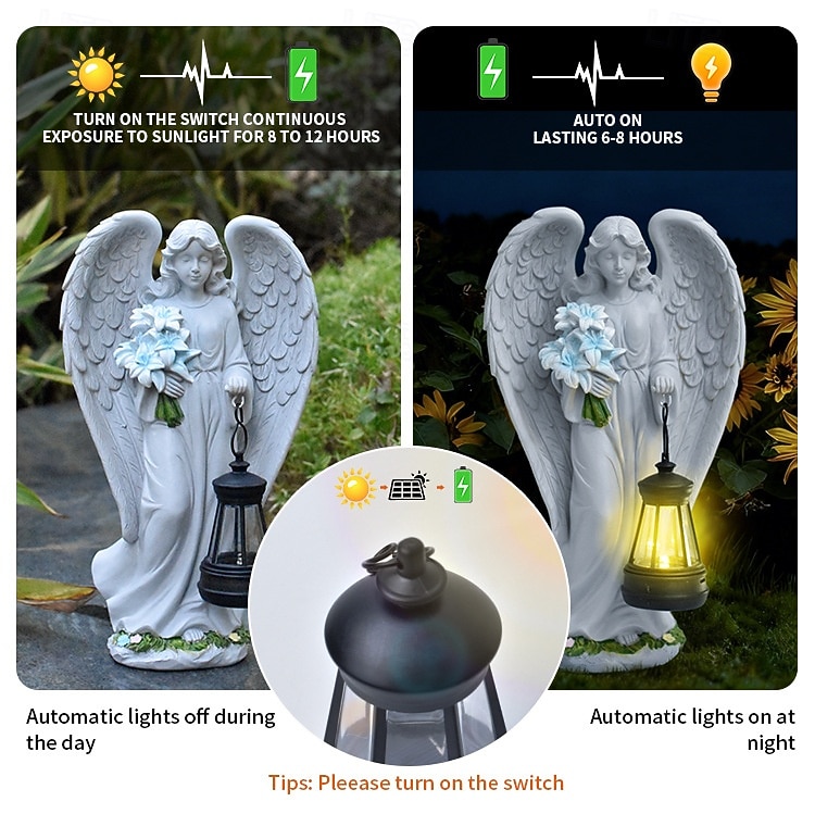 1 Pc Outdoor Solar Waterproof Praying Angel Resin Figurine Light, Garden Yard Pathway Lawn Decor, Religious Angel Statue, Farm Landscape Lighting, Outdoor Decorative Accent Ligh 2026 - $39.99 –P12