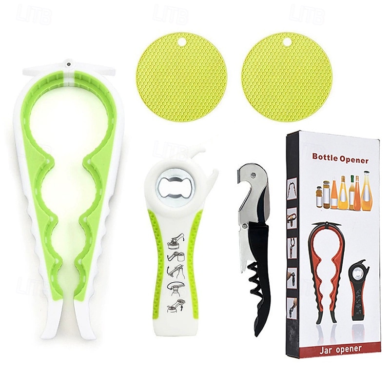 Deschizător de borcane pentru mâini slăbite, seniori cu artrită, deschizător de sticle multifuncțional 5 în 1, deschizător de capac pentru mâini artritice cu mâner antiderapant din cauciuc pentru 2026 - $13.99 –P10