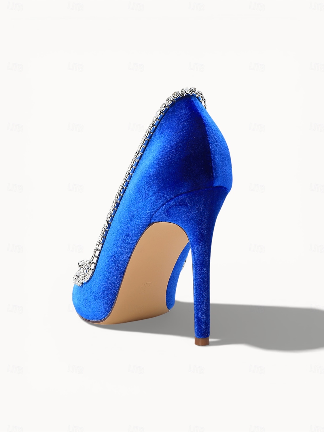 Damskie szmaragdowo-zielone aksamitne szpilki z kryształkami, eleganckie buty z noskiem w szpic na wesele, ceremonię kościelną 2026 - $59.99 –P4