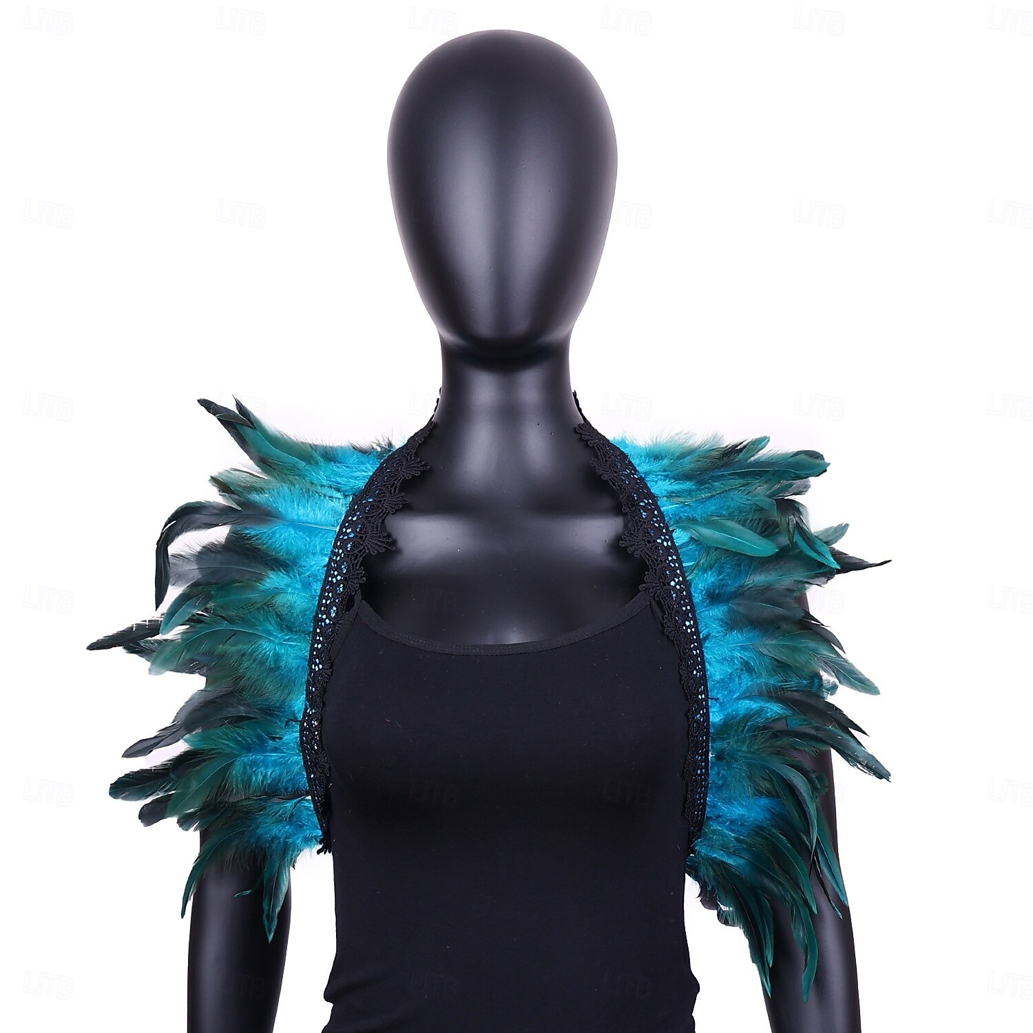 Carnaval 2026 Accessoires de Carnaval de Rio Samba Cape Châle Femme Plumes Rouges et Noires avec Bord en Dentelle Costume de Performance Festival Brésilien de 2026 ? $11.99 –P3