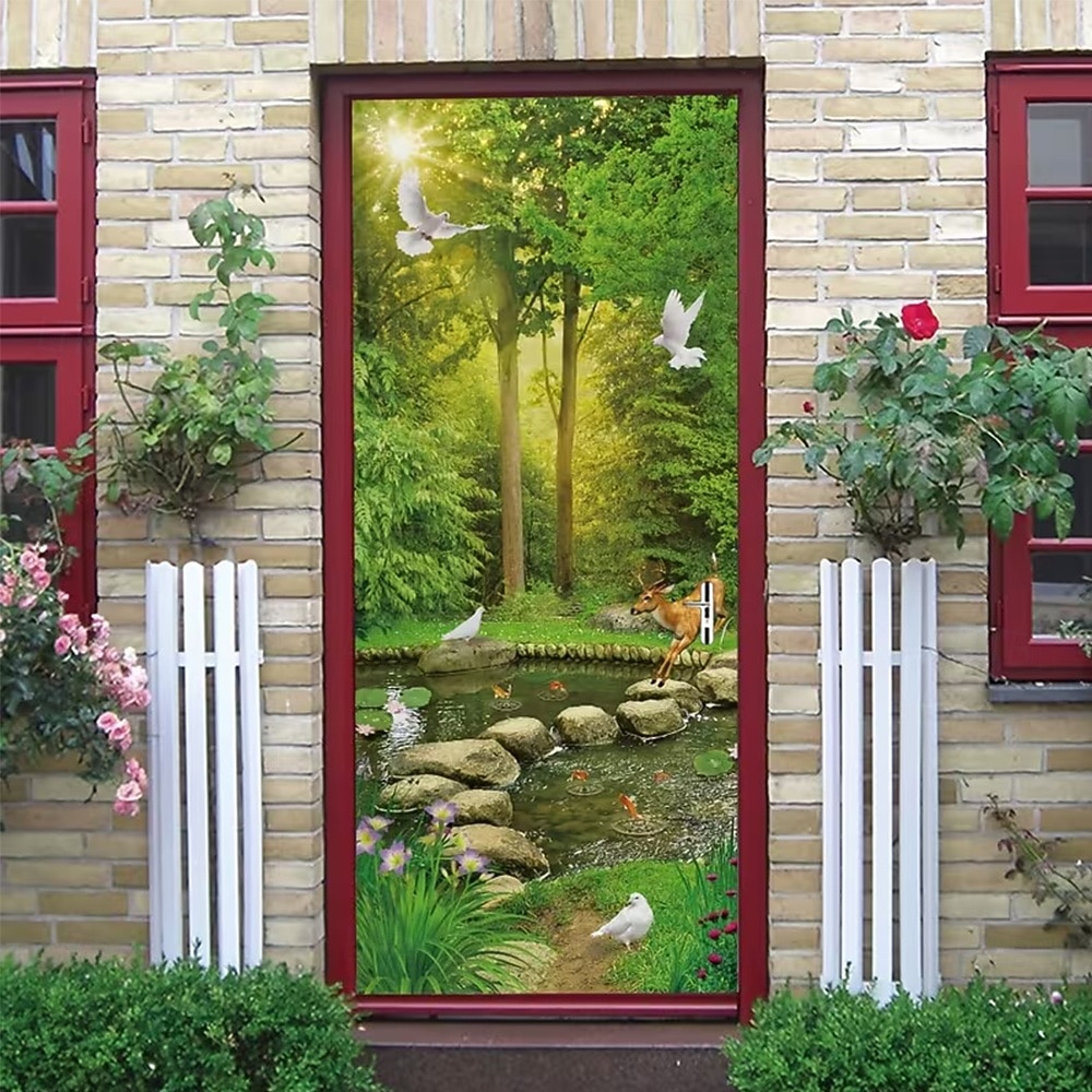 Bannière 3D représentant une vieille ruelle, des escaliers en pierre, une vue de rue méditerranéenne, un rideau de porte réaliste et pittoresque, idéal pour la décoration de votre porte d'entrée. de 2026 ? $17.99 –P5