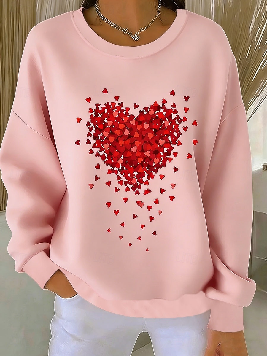 Damskie Pullover Nadruk Serce Graficzny Ciepłe Klasyczny Codzienny Długi rękaw Półgolf Zwykłe topy Codzienny Dom Ulica Niebieski Czarny Biały Rumiany róż Beżowy Wiosna Jesień Zima 2026 - $27.99 –P2