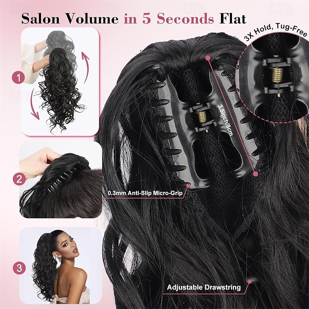 Ponytail Extension, 26 Inch Long Pony tails Hair Extensions for Women Wavy Curly Claw Clip Ponytail Fluffy Natural Fake Pony tail Hair Pieces for Women (Black, 26 Inch) 26 Inch 2026 - $18.49 –P2