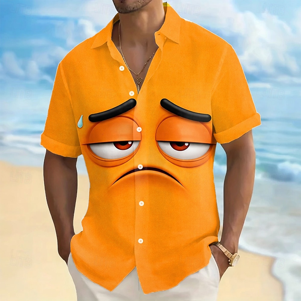 Ανδρικά 3D Εκτύπωση Κινούμενα σχέδια 3D Χαμογελαστό πρόσωπο Πουκάμισο Πουκάμισο με κουμπιά Κοντομάνικο Αστείος Καθημερινά Διακοπές Καλοκαίρι Άνοιξη Απορρίπτω 3D εκτύπωση γιακά πουκάμισα 2026 - $9.49 –P2
