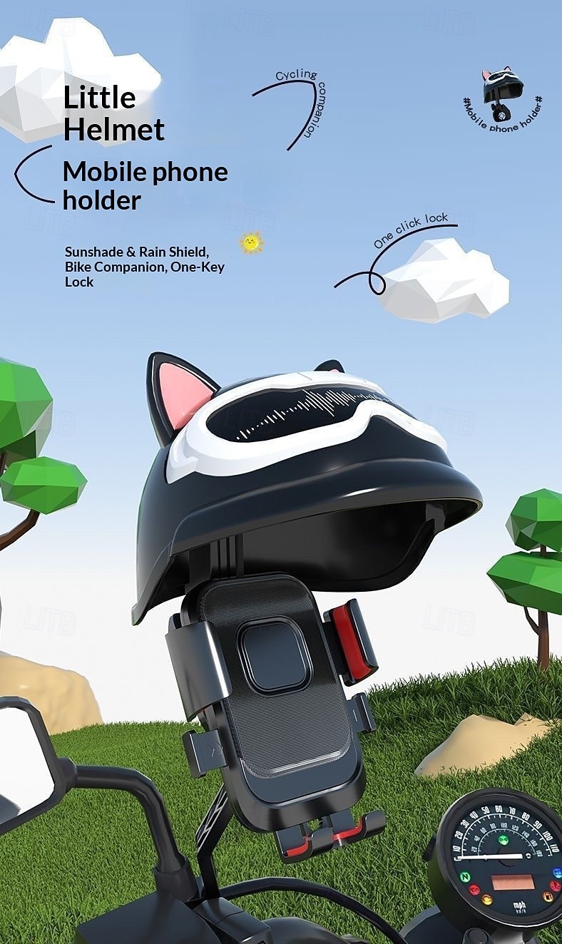 Motorcycle Phone Mount with Sunshade Mini Helmet, Universal Bike Handlebar Phone Holder Anti-Glare Sun Visor Shield for iPhone 17 16 15 14 Pro Max Samsung Galaxy S26 Android, Cute Cat Ear Design 2026 - $17.99 –P1