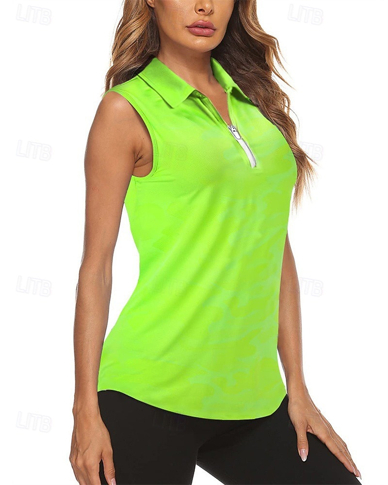 Women's Solid Colored Sport Shirt Golf Polo Shirt Tennis Shirt Sleeveless Zipper High Elasticity Moisture Wicking Breathable Tennis Golf Pickleball Turndown Zip Collar Shirt Top Sky Blue Purple Green 2026 - $22.99 –P5