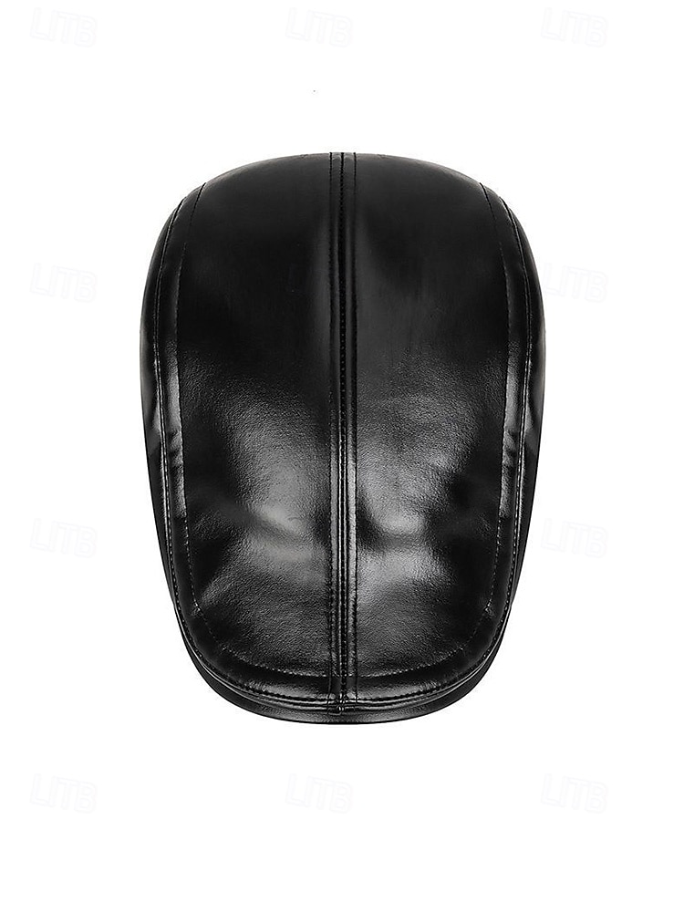 Miesten keinonahkainen lippis, tyylikäs taittuva korvaläpällinen muotoilu, saatavilla useissa väreissä, täydellinen talvi- ja ulkoiluun 2026 - $11.99 –P9