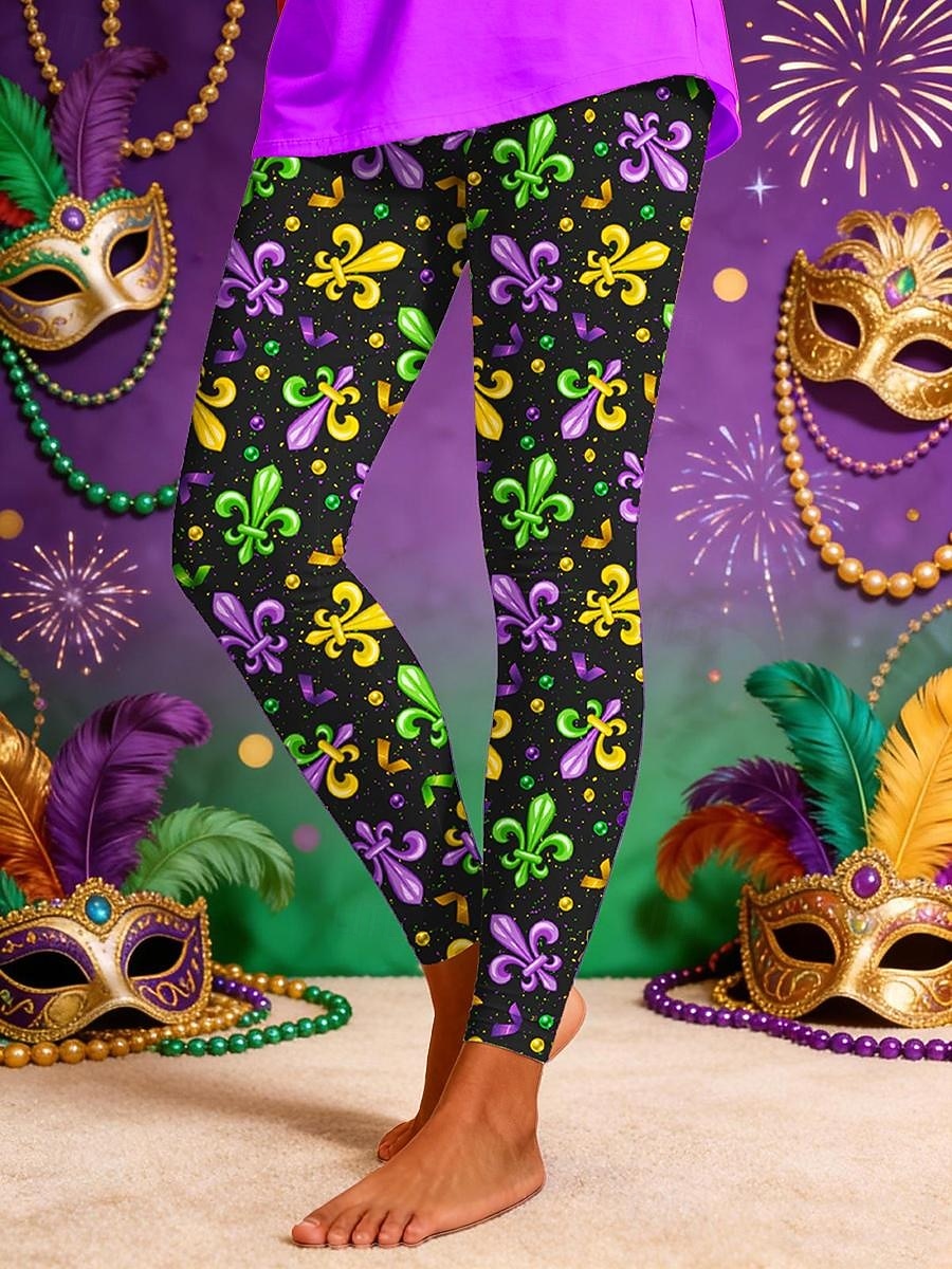 Dam Damasker Aktiv Semester Mode Fullängd Hög midjaPantsKarnival Grafisk Geometrisk Mönster Högt snitt Komfort Utomhus Bekväm Elastisk Semester Formell Gata Violett Svart Grön Sommar Vår Smal passform 2026 - $21.99 –P3