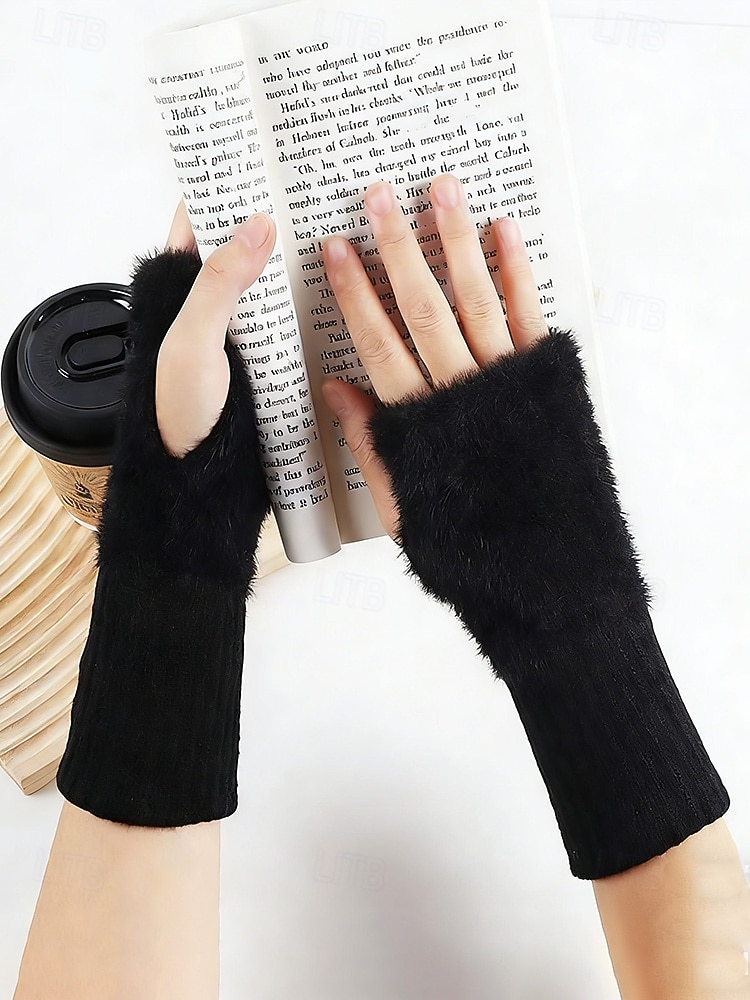 Guantes elásticos de piel sintética para mujer: disponibles en varios colores, suaves y acogedores, perfectos para el invierno y salidas informales. 2026 - $7.99 –P7