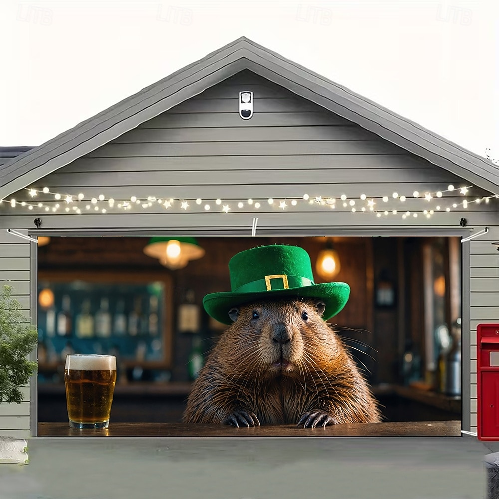 St. Patricks Day Tapisserie Garagentorabdeckung Großes Hängendes Elf Tier Niedlich 3D Party Outdoor Urlaub Hintergründe aufnehmen Yard Wohndeko 2026 - $49.99 –P7