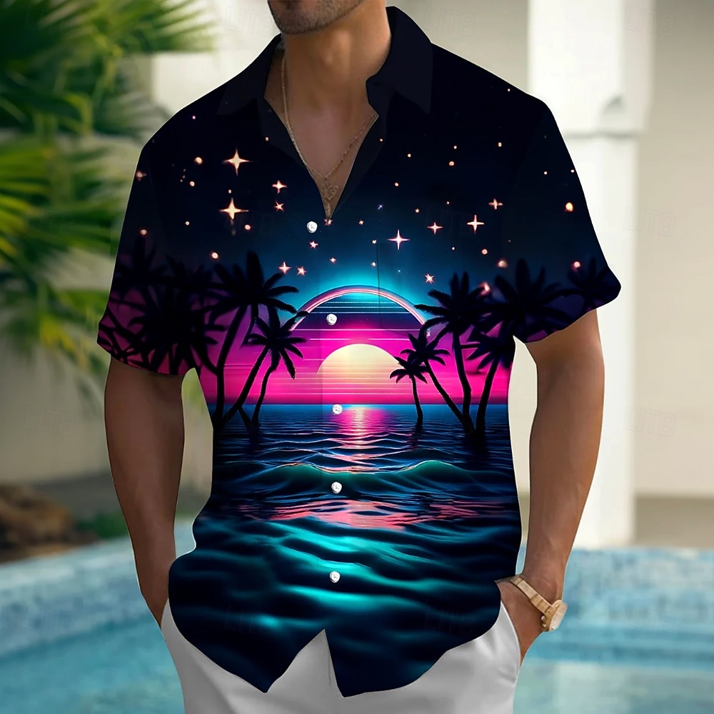 Bărbați Copac de cocos Natural & Peisaj Plante tropicale Cămașă hawaiană Camașă cu nasturi Cămașă Aloha Manșon scurt Hawaiană Vacanță Vară Primăvară Răsfrânt Imprimare 3D cămăși cu guler Un buzunar 2026 - $25.99 –P4