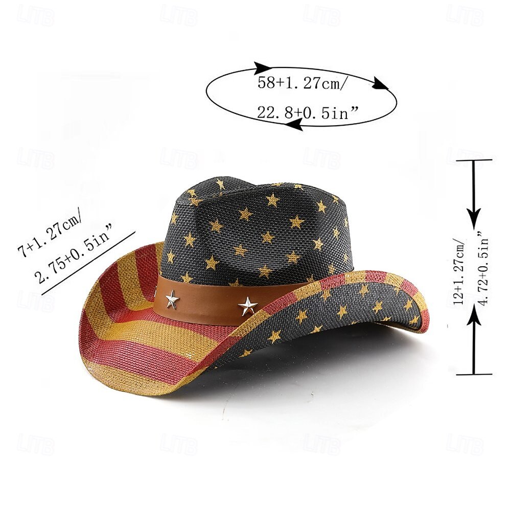 250. výročí USA Retro Divoký západ Kovbojský klobouk Cowgirl Klobouk Kovbojka Kovbojské Západní kovboj Maškarní kostým Unisex Plesová maškaráda 4.července Párty Den nezávislosti Dospělé Klobouk 2026 - $26.99 –P4