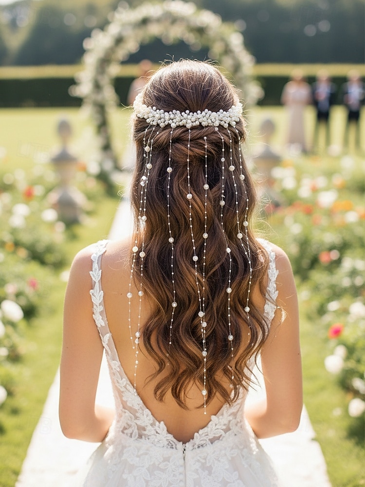 Женское украшение для волос с кисточками из искусственного жемчуга, элегантный свадебный аксессуар для свадеб, идеально подходит для невест. 2026 - $11.99 –P2