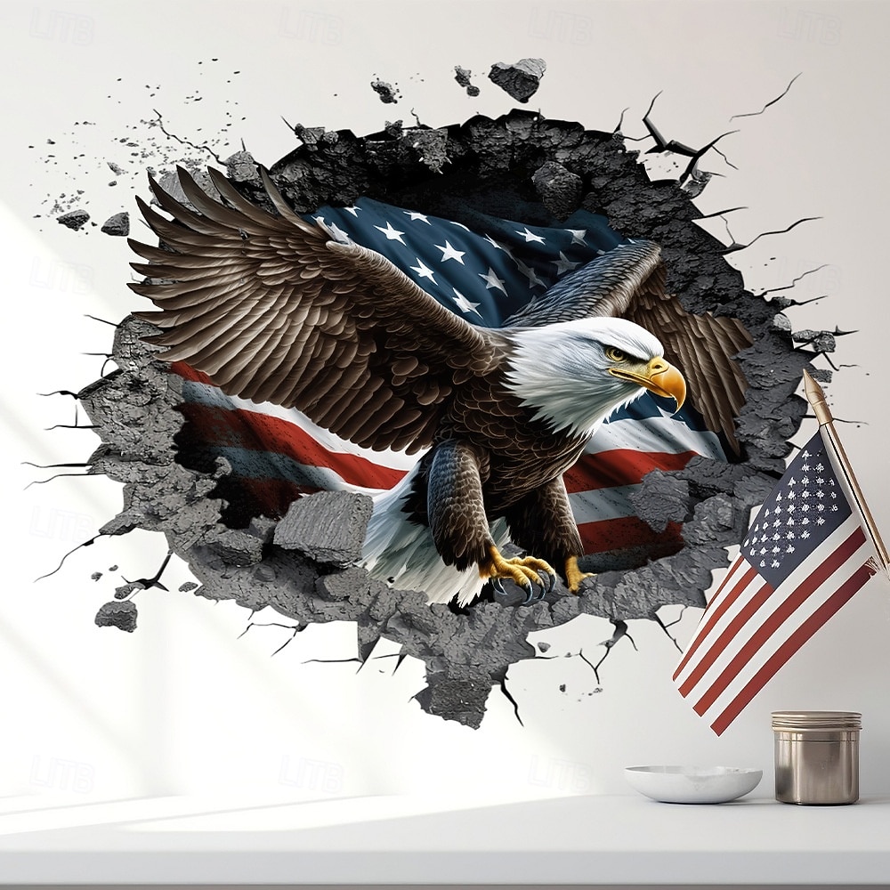 Lot de 2 stickers muraux personnalisés avec aigle et drapeau américain, motif trou béant, pour salon. de 2026 ? $9.99 –P4