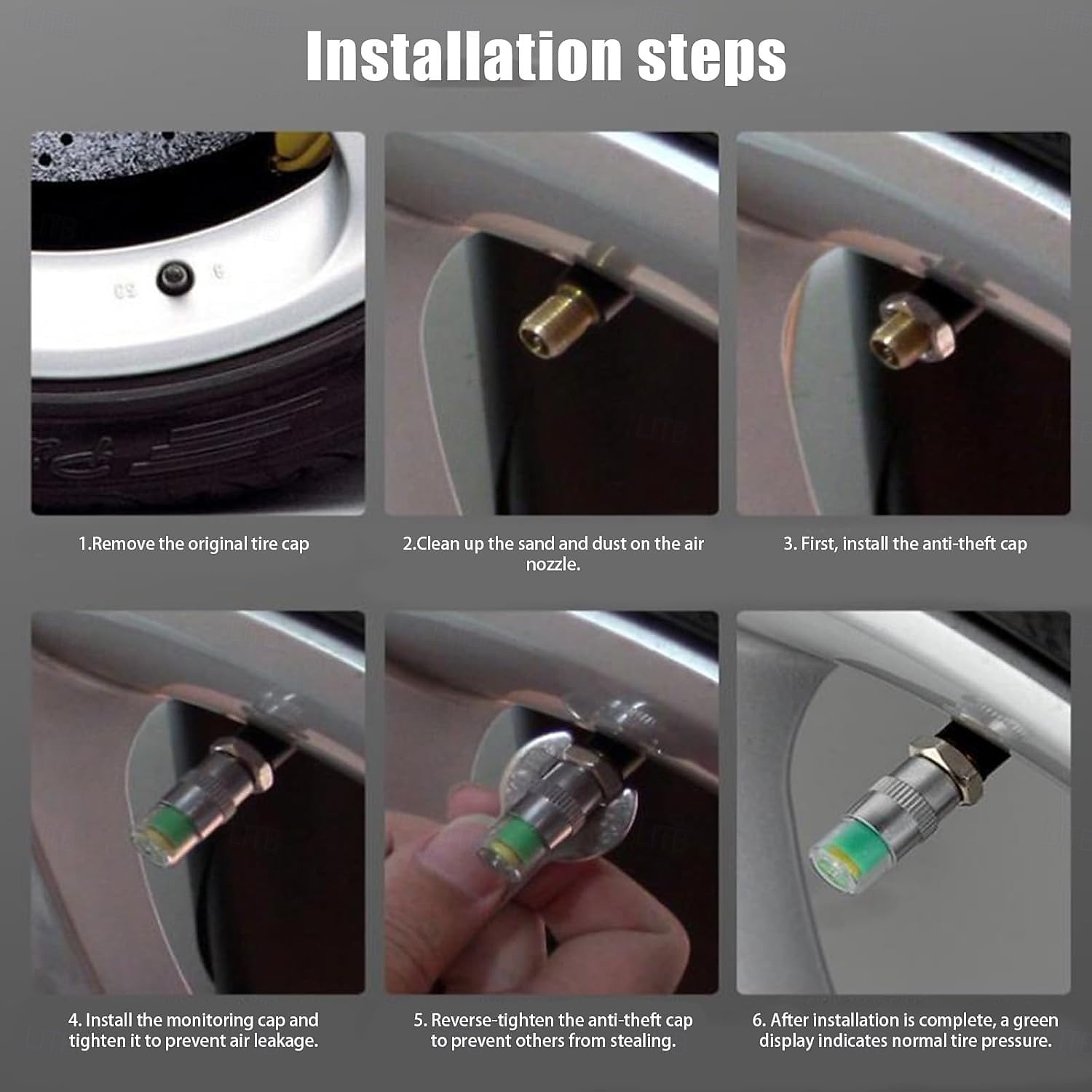 4 db gumiabroncsnyomás-ellenőrző szelepszár-sapka, 2,4 bar 36 psi autó gumiabroncsnyomás-ellenőrző érzékelő kijelző 3 színű szemriasztással, univerzális szelepszár-sapkák autókhoz 2026 - $9.99 –P10