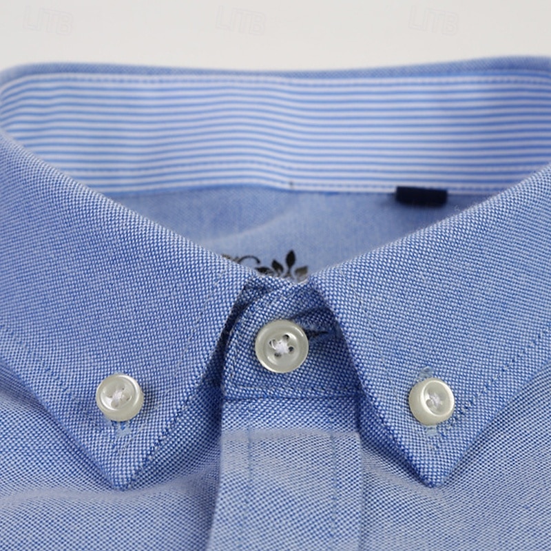 Hombre Camisa Camisa para Vestido Camisa Oxford Camisa sin planchar Abotonar la camisa Bloque de color Diario Negocio Amarillo Azul Marino Azul Manga Larga Cuello Vuelto Todas las Temporadas Ropa 2026 - $26.99 –P10