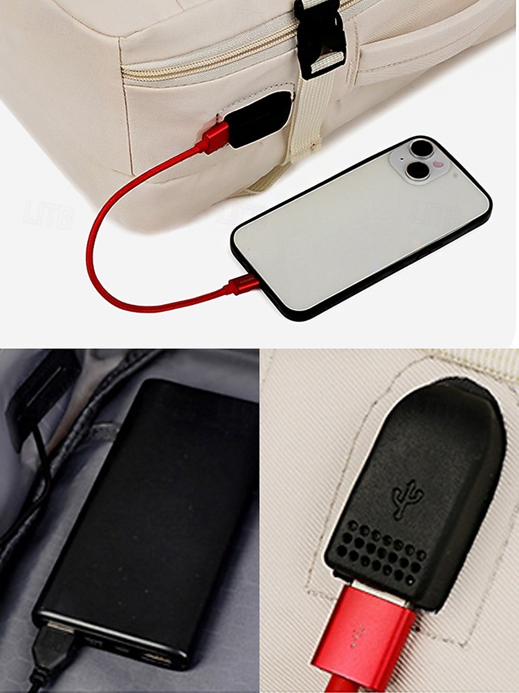 Zaino da viaggio unisex in nylon, borsa da viaggio multicolore di grande capacità con porta di ricarica USB e custodia per bagagli, stile moderno e minimalista per lavoro, viaggi d'affari, viaggi e spostamenti quotidiani del 2026 a $29.99 –P11
