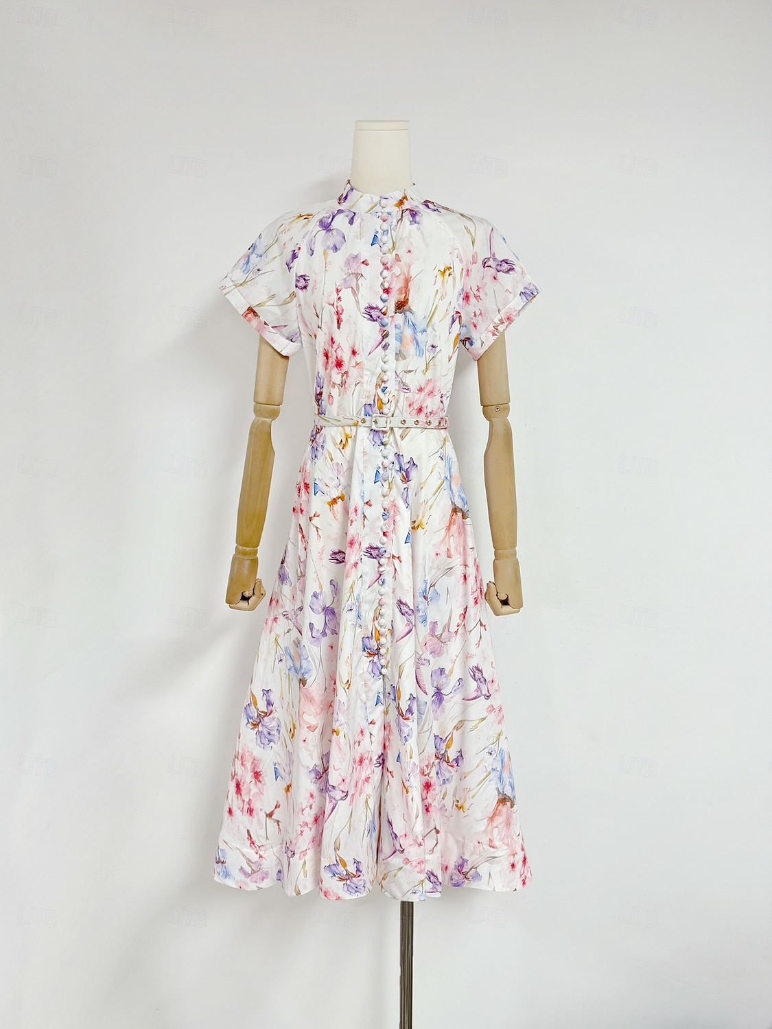 A-Line Ankle Length Tea Length Wedding Guest Dress Wedding Guest Dresses Elegant Daily Short Sleeve High Neck Garden Party Wedding Cowl Back with Floral Print Print 2026 - $114.99 –P6