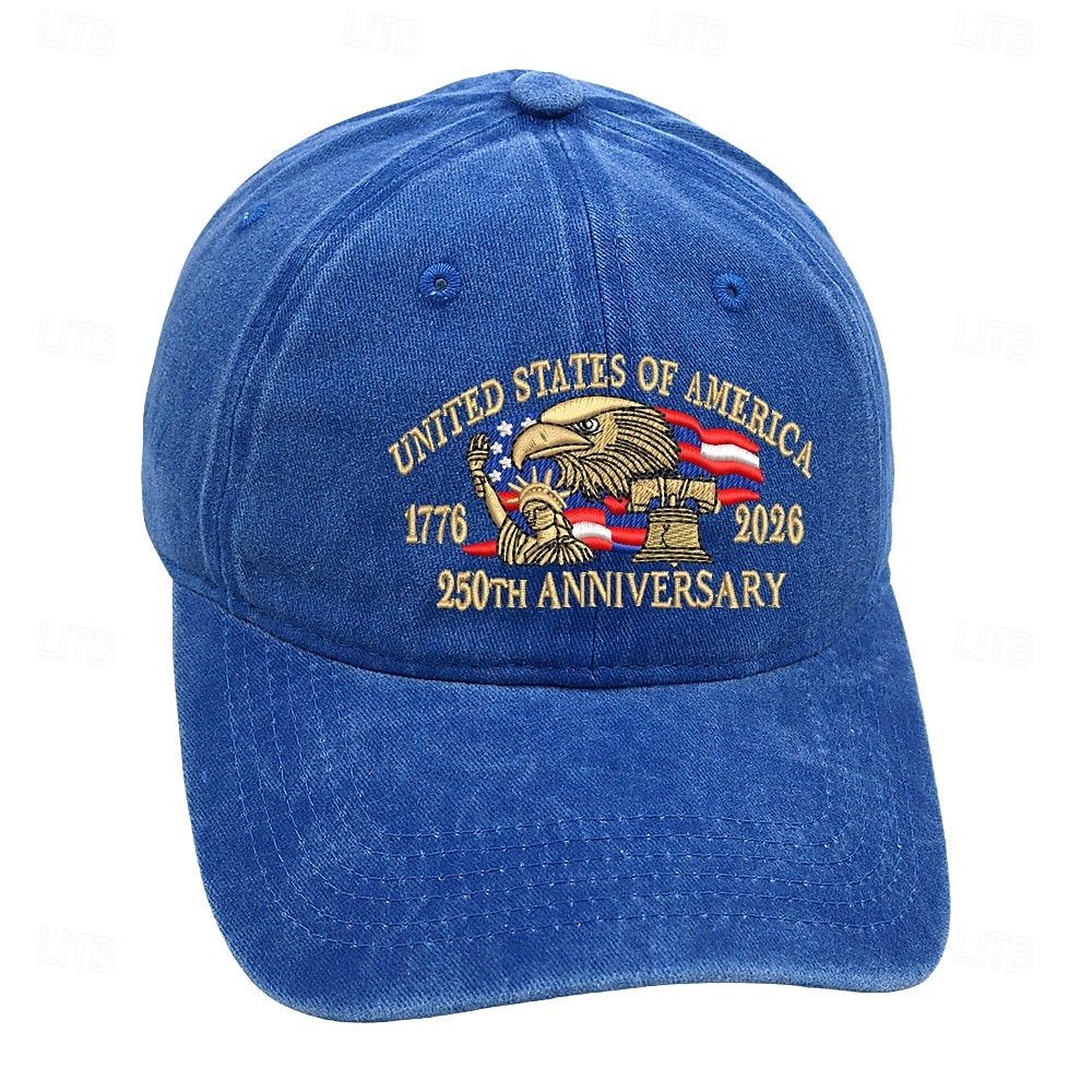 Baseballcapen Frihetsgudinnen Amerikansk flagg Frihetsklokken Retro / vintage Arv Patriotisk 1776–2026 til Unisex Voksne Broderi for Uavhengighetsdag 4. juli utendørs Fritid / hverdag Parade 2026 - $20.99 –P11