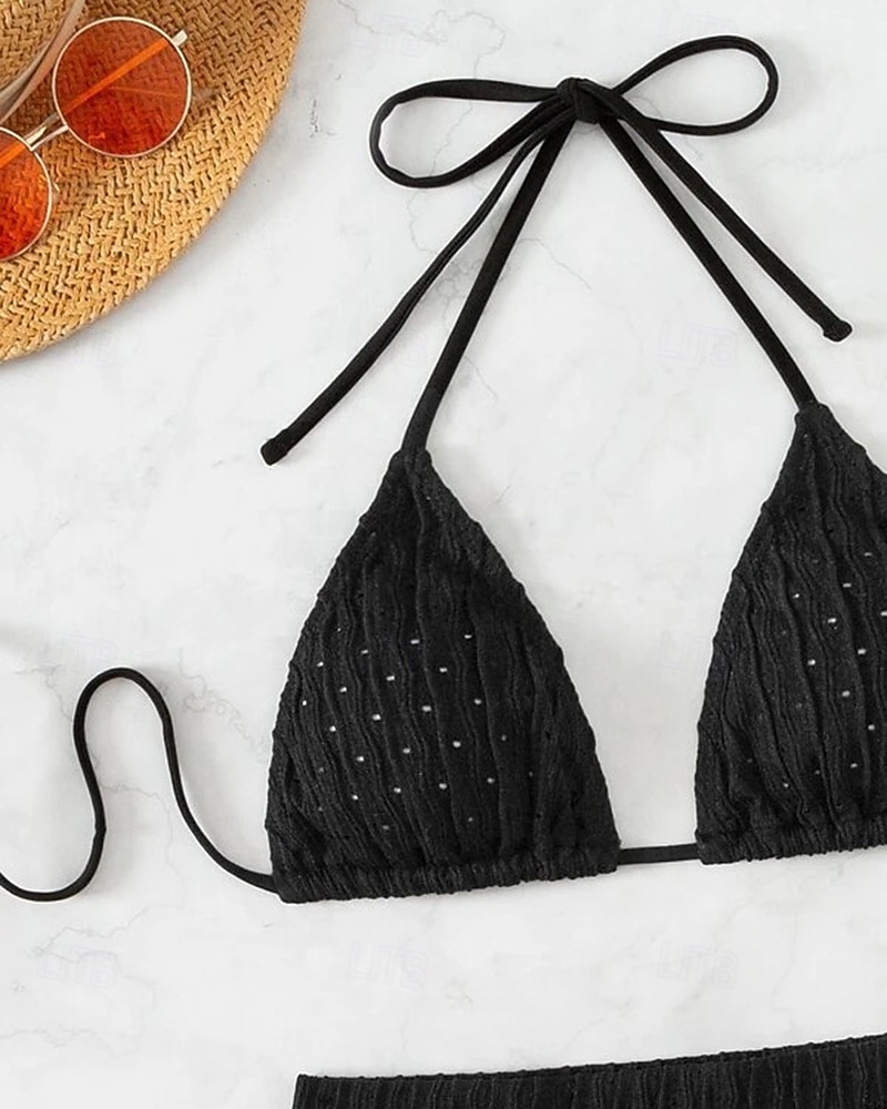 Dámské Bikinové sety 2 ks Plavky Jednobarevné Ochrana proti UV záření Elastický Bez rukávů Plavky Surfování Potápění Plavání Léto 2026 - $16.49 –P20