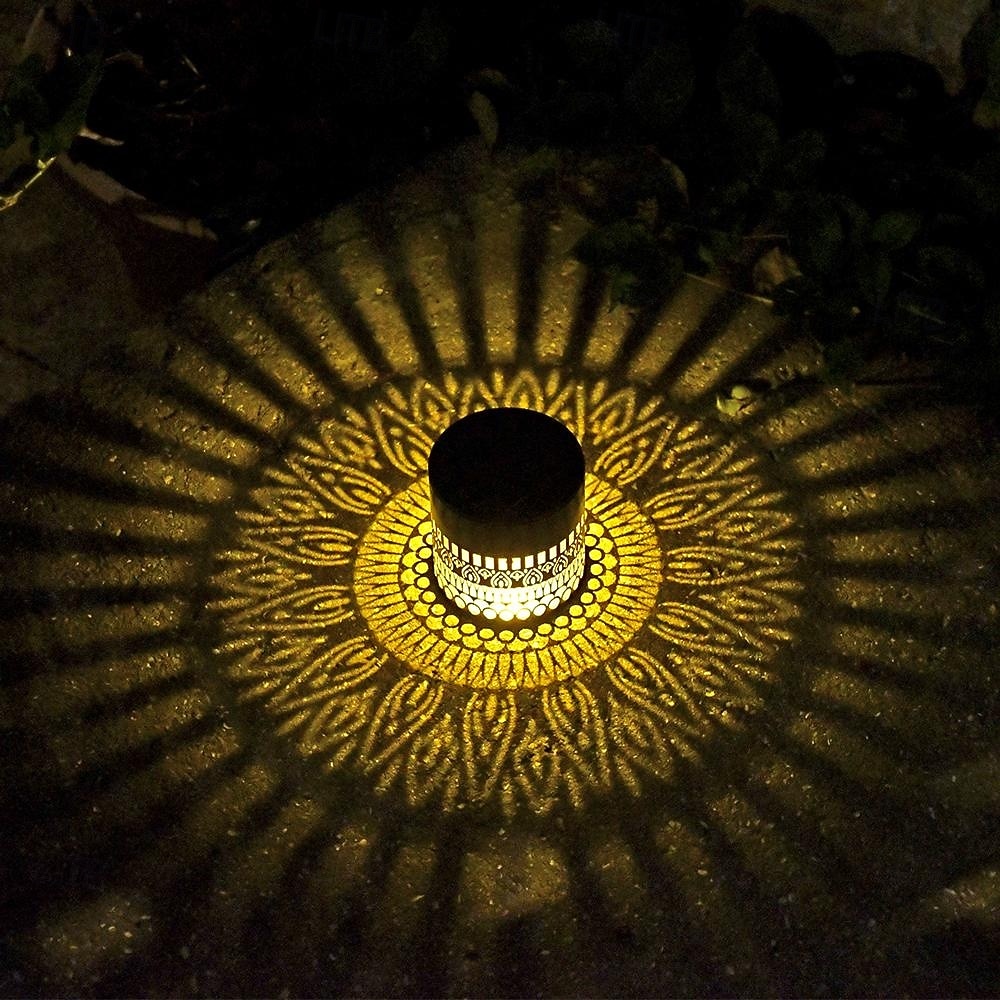 2 ks venkovní solární vodotěsné kreativní duté válcové železné projekční nástěnné osvětlení, závěsné lucerny pro zahradu, dvůr, cestu, trávník, schodiště, krajinářské osvětlení, venkovní dekoraci 2026 - $30.99 –P9