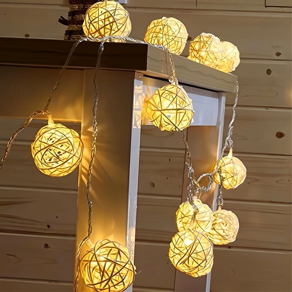 4 cm sfærisk flettet eventyrlyslenke 10/20LED batteridrevne innendørs fe-lamper er til jul, bryllup, valentinsdag, fest, hjem, hage, balkonger, verandaer og vindusutstillinger 2026 - $12.99 –P3