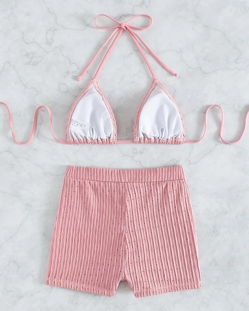 Dámské Bikinové sety 2 ks Plavky Jednobarevné Ochrana proti UV záření Elastický Bez rukávů Plavky Surfování Potápění Plavání Léto 2026 - $16.49 –P16