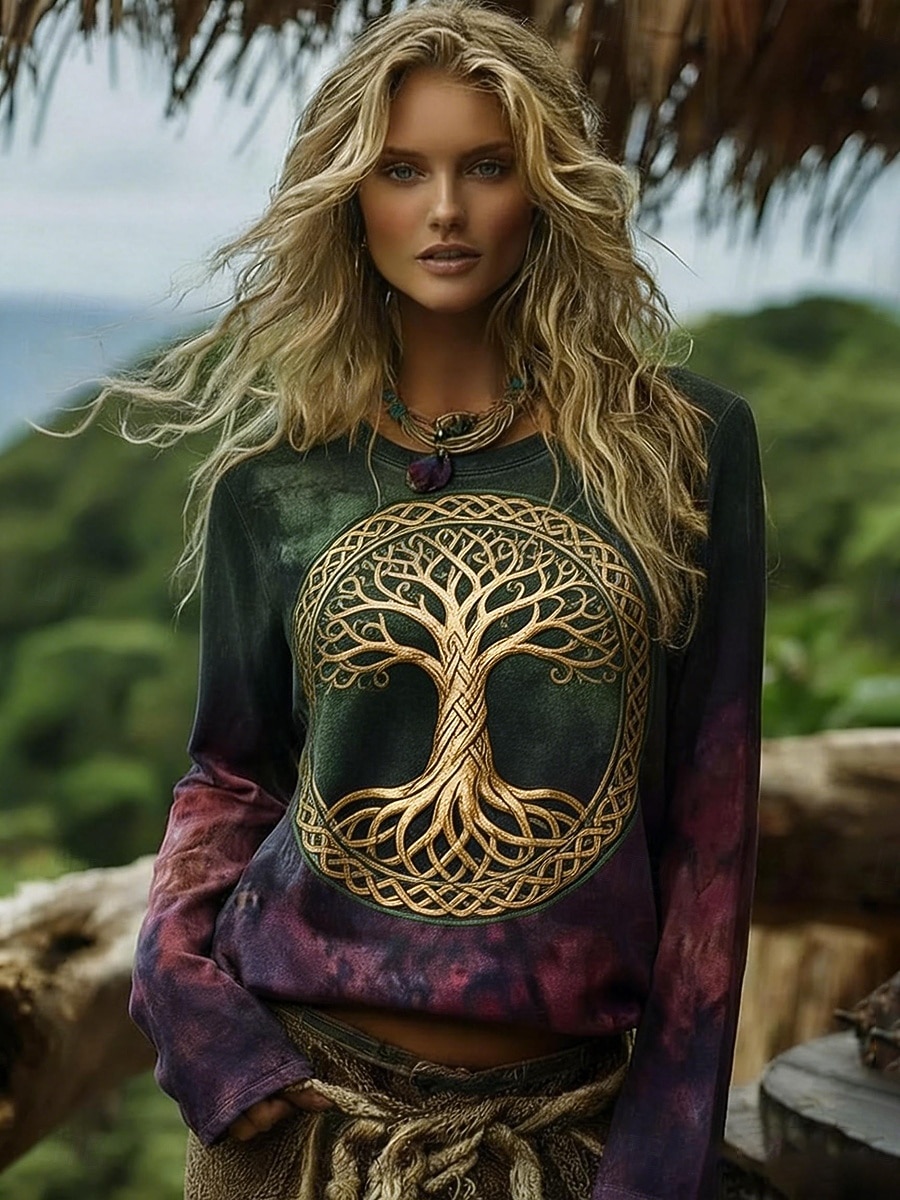 Per donna Camicia Boho Maglietta Stampato Grafico Bohemien Vintage Casual Manica Lunga Girocollo Top Regolari Quotidiano Weekend Abbigliamento da vacanza Verde Estate Primavera Autunno del 2026 a $19.99 –P1