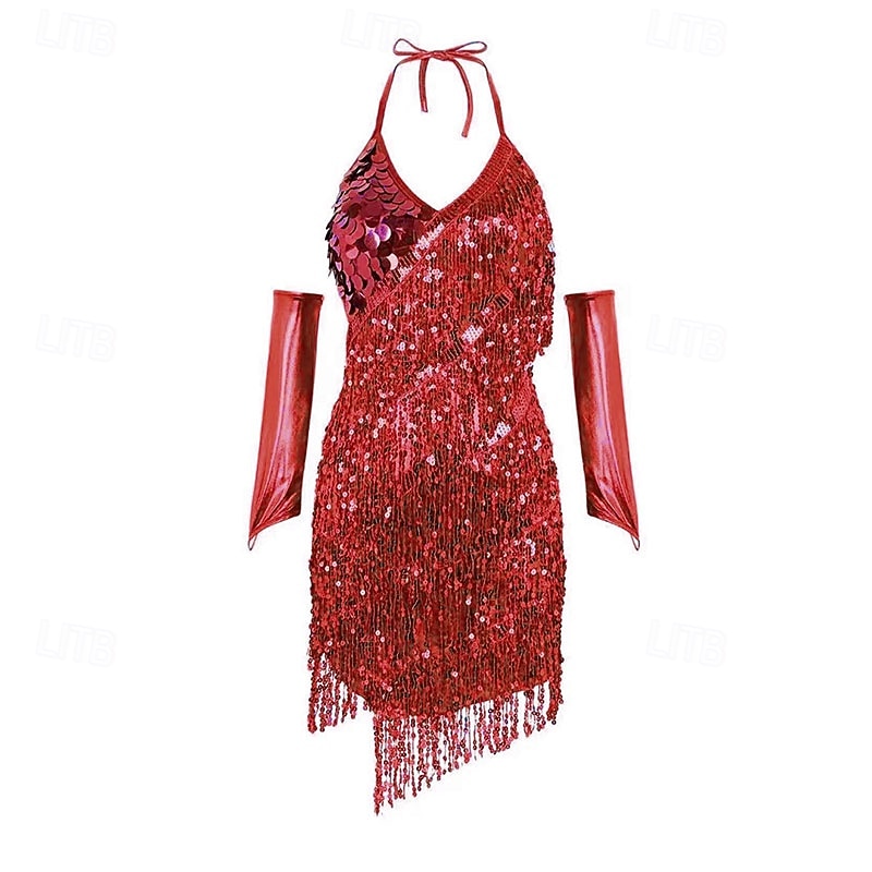 Vestito da performance samba con frange di paillettes per la festa di danza latina del 2026 a $31.99 –P5