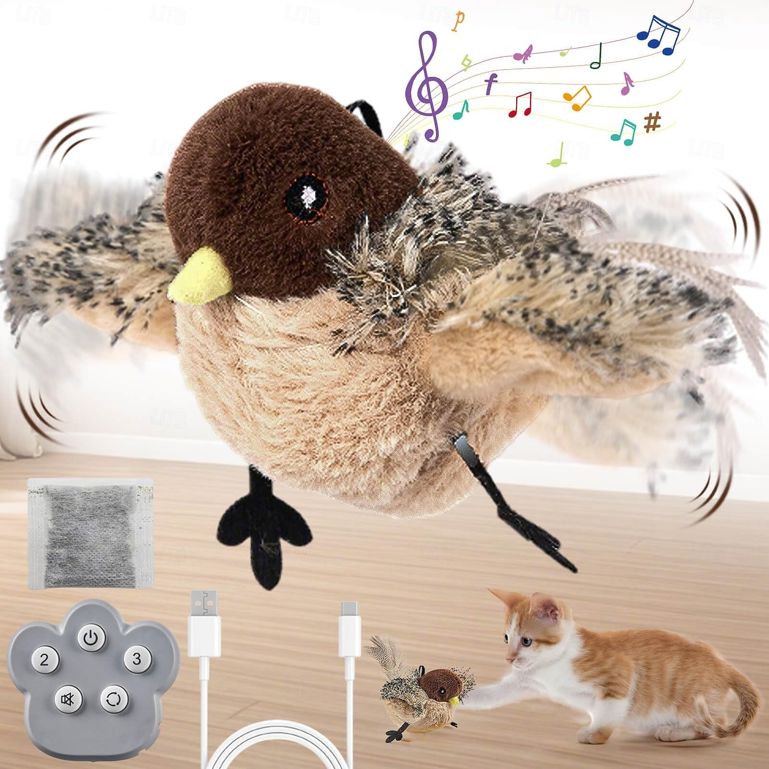 لعبة قطيفة محاكاة نداء الطيور ذاتية الارتفاع، بما في ذلك لعبة القطط ولعبة الحيوانات الأليفة 2026 - ZAR R399.3 –P1