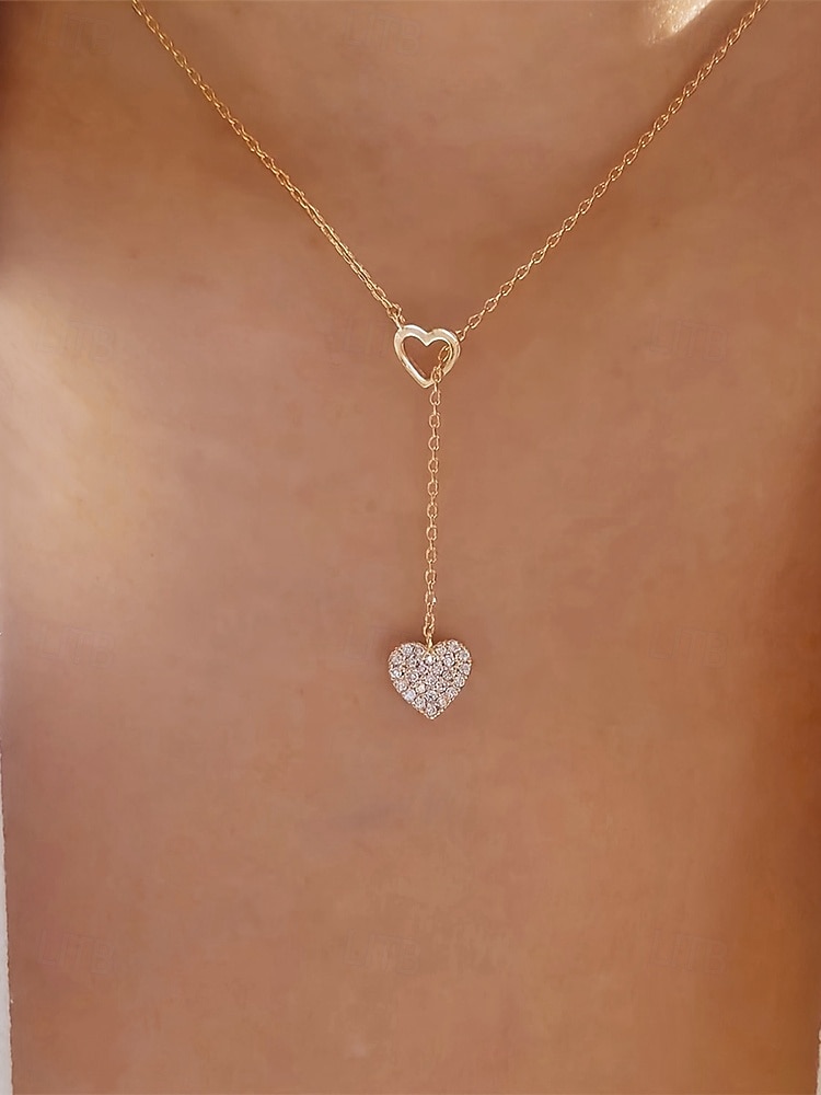 Women's Heart Pendant Necklace, Gold Plated Alloy with Crystal Detailing, Perfect for Valentine's Day Gifts, Weddings & Everyday Wear 2026 - $7.99 –P3
