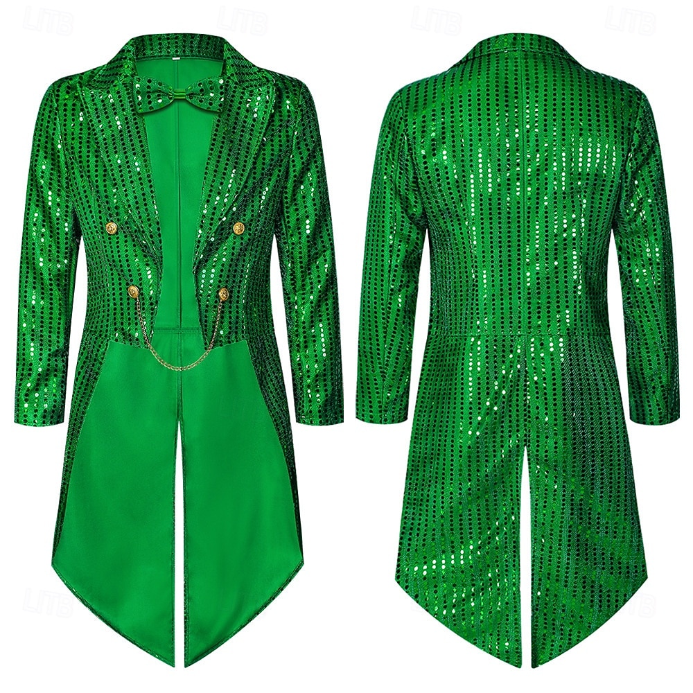 St. Patrick 2026 Punk & Gothic Middeleeuws Jas Jack Rok Lange Mouwen Prins Elf Edelman Pailletten Kostuum Voor heren Koninklijk Stoompunk Halloween Carnaval Maskerade Evenement / Feest Maskerade 2026 - $75.99 –P3