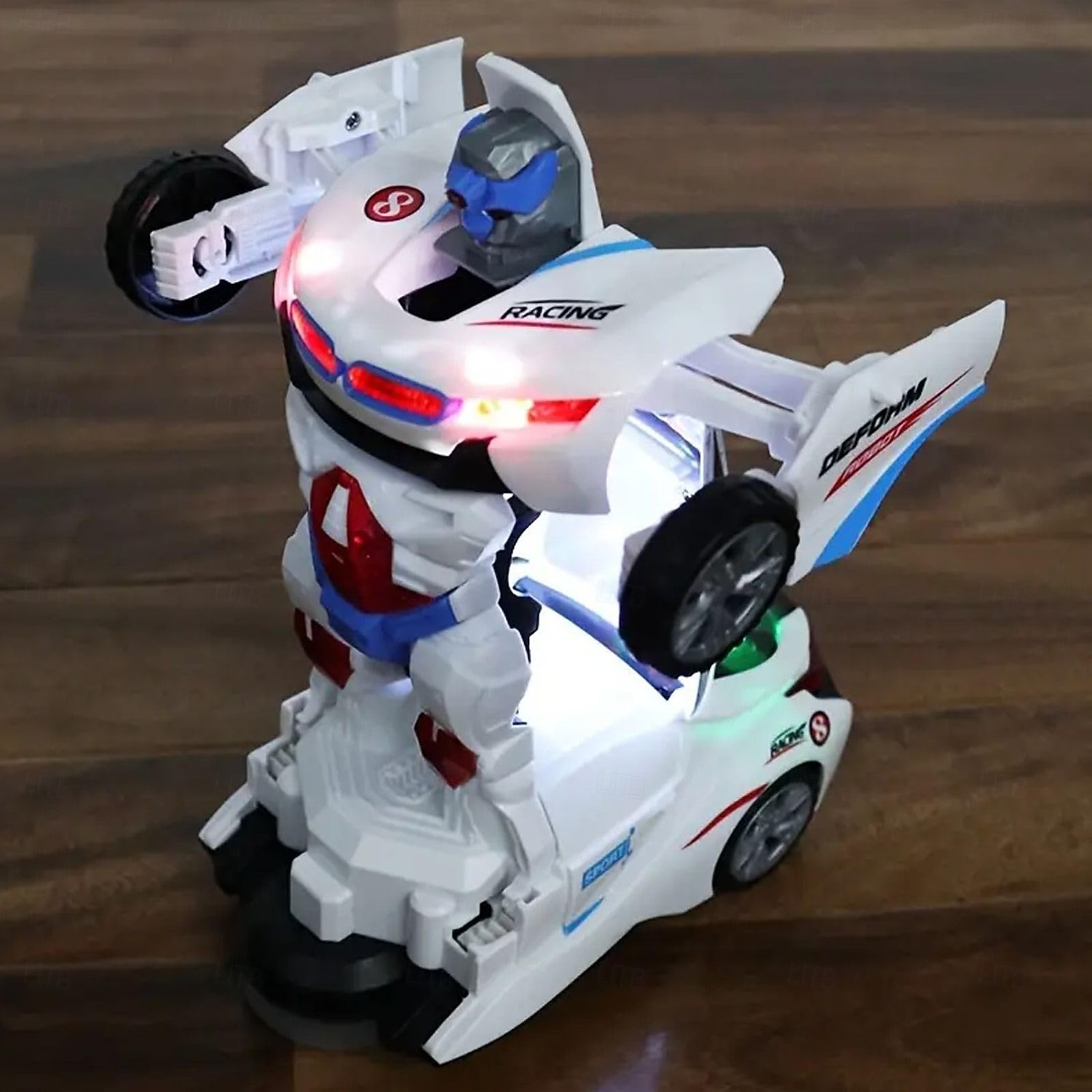 רובוט דפורמטיבי, מכונית ספורט, צעצוע עם רובוט להמרה ואורות, מכונית מופעלת על ידי סוללה לילדים, מוזיקה &בליטה &גו פונקציית ילדים, לבן 2026 - $26.99 –P3
