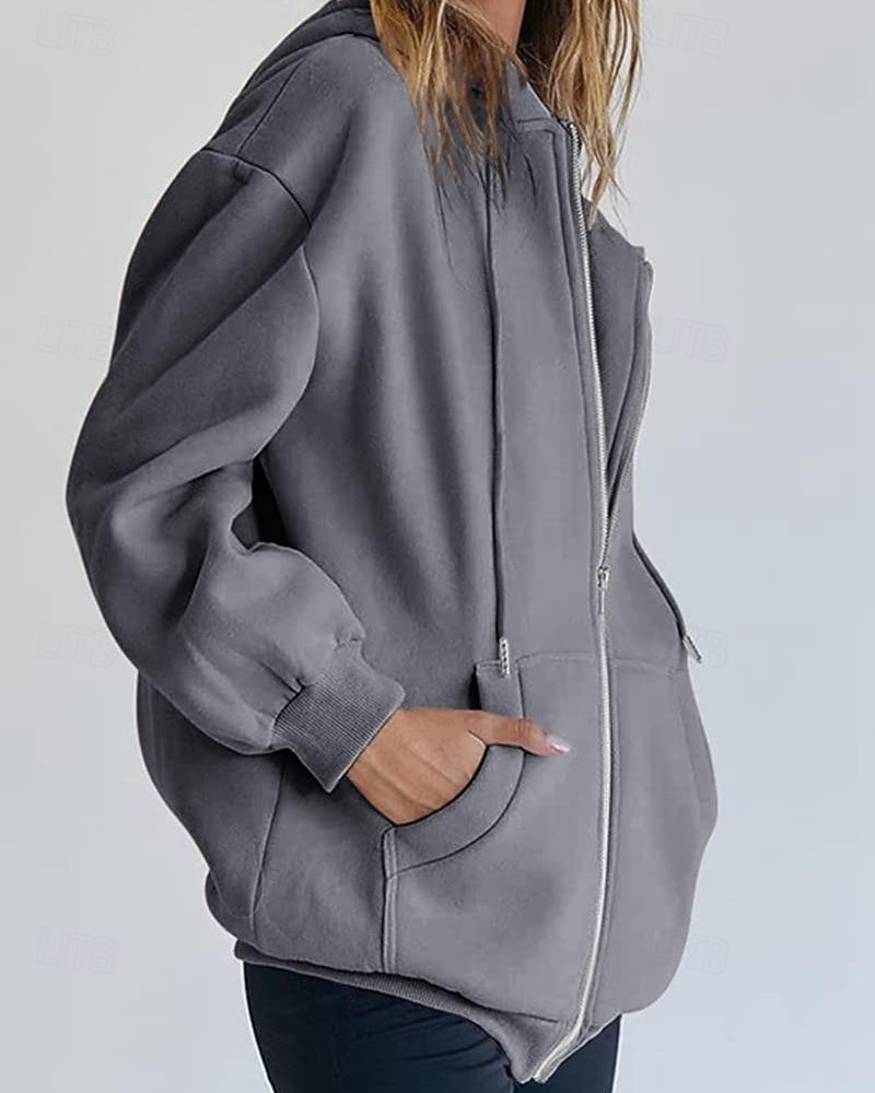 Женская объемная толстовка на молнии с длинными рукавами, повседневная толстовка с капюшоном и карманами для повседневной носки, несколько цветов. 2026 - $21.99 –P2