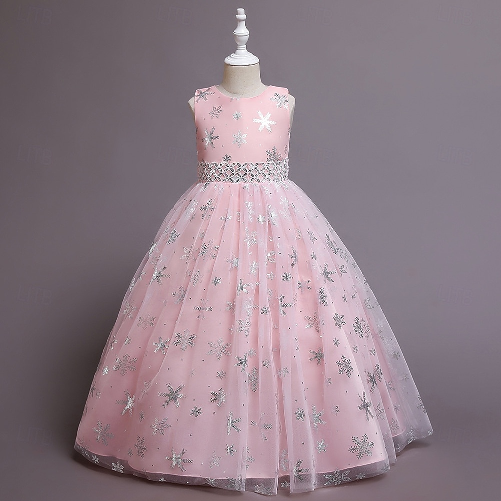 Flower Girl Dress Girls' Formal Dress Wedding Attire Party Wedding Formal Formal First Communion Dress Zipper Mesh Solid Color Sleeveless Crew Neck White Pink 4 years+ 2026 - $47.99 –P5